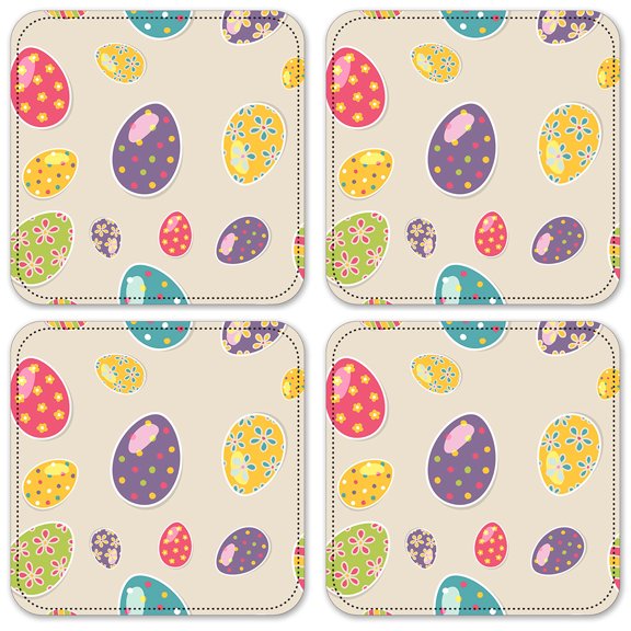 Vinyl Drink Coasters - Set of 4 - Easter Eggs