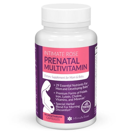 Intimate Rose - Organic Prenatal Vitamins - 30 Day Supply - Methylfolate Folic Acid - Natural Herbal Supplements - Prenatal Vitamins with Iron - Prenatal