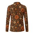 thumbnail image 5 of Xoenoiee Boho Mandala Daisy Flower Print Womens Polo Shirts UPF 50+ Quick Dry Golf Shirt V Neck Tops Sun Protection Collared Long Sleeve Tops Trendy Business Casual Outfits Fall Clothes, Size M, 5 of 7