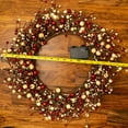 thumbnail image 4 of Red Co. 22” Light-Up Christmas Wreath with Red and Cream Pip Berries, Battery-Operated LED Lights with Timer, 4 of 6