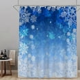 thumbnail image 2 of Blue Christmas Shower Curtain, Winter Snowflake Shower Curtains Set with 12 Hooks, Holiday Home Decor Fabric Shower Curtains, 72x72 Inches, 2 of 6