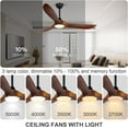 thumbnail image 5 of 60 Inch Outdoor Ceiling Fan with Light and Remote, Rustic Farmhouse Ceiling Fan with Lights, 3 Blades Wood Ceiling Fan Large Damp Rated Indoor Outdoor Ceiling Fan for Exterior House Porch Gazebo, 5 of 17