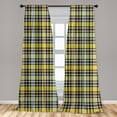 thumbnail image 4 of Ambesonne Yellow Plaid Curtains, Lines Retro Tartan Art, Pair of 28"x84", Soft Blue and Pale Eggplant, 4 of 4
