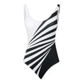 thumbnail image 4 of Huesdet Women Retro One Piece V Neck Swimsuit Tummy Control Halter Vintage Bathing Suit[White,6XL], 4 of 5