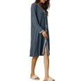 thumbnail image 4 of INSPIRE CHIC Women's Button Down Nightgowns Long Sleeve Sleepshirt Pajama Dress M Grey, 4 of 6