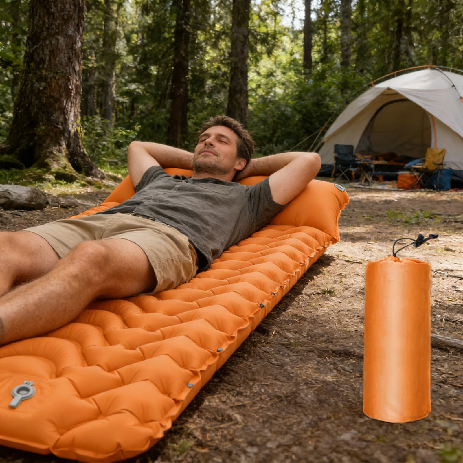 Meitianfacai Outdoor Inflatable Sleeping Pad, Step-On Air Mattress, Portable Camping Mat, Compact Travel Bed, Quick Inflation Design, Waterproof Picnic Mat For Parks And Beach