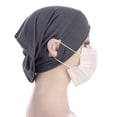 thumbnail image 3 of Solid Color Ready Bandanas Cap Accessories Hijab Caps Women's Hijab Undercap with Ear Hole Islamic Scarf Hat LIGHT KHAKI, 3 of 8