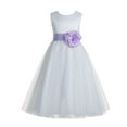 thumbnail image 2 of Ekidsbridal Ivory V-Back Lace Edge Formal Flower Girl Dress Pretty Princess Gown for Toddlers Photoshoot Birthday Party 183T 6, 2 of 3