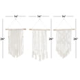 thumbnail image 3 of DecMode Cream Cotton Handmade Intricately Weaved Macrame Wall Decor with Beaded Fringe Tassels (3 Count), 3 of 14