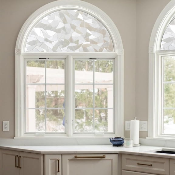 Autotech Park Modern Mosaic window shade in 18 inches diameter, compatible with Arched Window