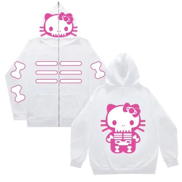 Hello Kitty Hello Kitty KT Gato Dibujos animados Enmascarado Cremallera Sudadera de Halloween Impresión digital 3D