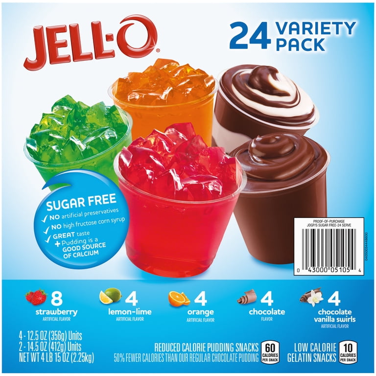 Sugar Free Jell-O Pudding Variety Pack - 9 Flavors With Re-order Magnet