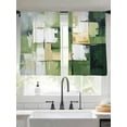 thumbnail image 2 of Abstract Oil Painting Sheer Curtains for Living Room Bedroom, Light-filtering Sheer Curtain, Geometric Green Beige Graffiti Light-Rod Pocket Voile Window Treatment Drapes, 52’’Wx45’’L, 2 Panels Set, 2 of 7