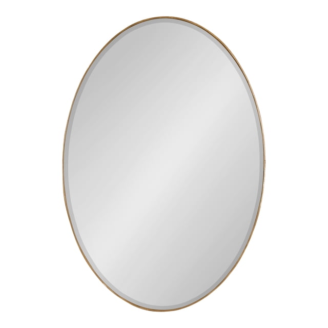 Kate and Laurel Elmora Glam Oval Ornate Wall Mirror, 23 x 32, Gold, Rounded Bathroom Mirror with Beveled Edge for Use as Vertical or Horizontal Mirror