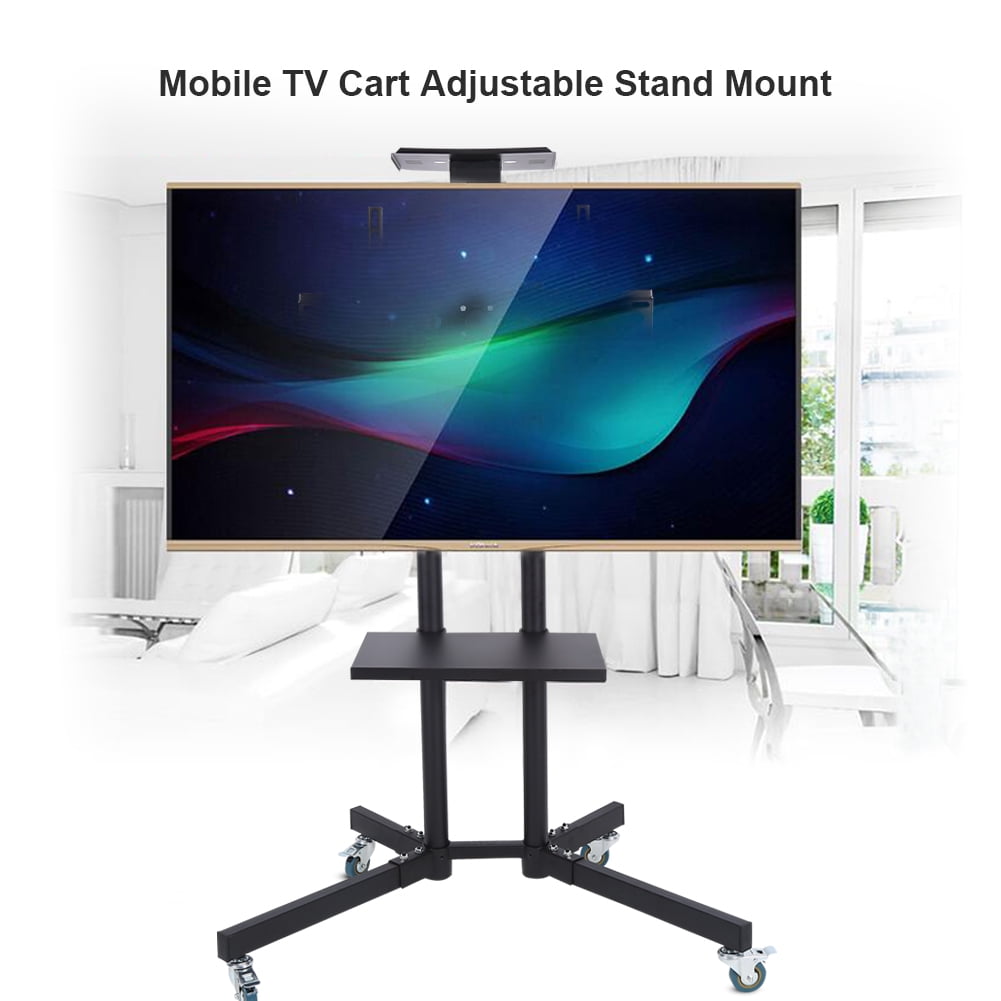 Details about   Adjustable TV Stand Mobile TV Cart LCD/LED Flat Screens w/ Wheels Fits 32"to 65" 