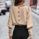 thumbnail image 1 of Cárdigan de una sola botonadura en la espalda para mujer, Tops elegantes, camiseta de manga de linterna de Color sólido, camisetas de viaje cómodas para mujer, nuevo, 1 of 5