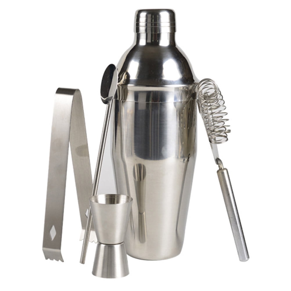 5pcs Stainless Steel Cocktail Shaker Set Martini Mixer Professional Bartender Barware Utensils 0248