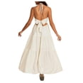 thumbnail image 4 of Delconic Women’s Halter Neck Maxi Dress Sleeveless Tiered Flowy Long Dress Lightweight Summer Casual Sundress Beige L, 4 of 5