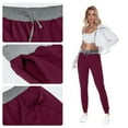 thumbnail image 4 of Aiyino Women's Stretch Sweatpants Cozy Joggers Pants Tapered Active Yoga Lounge Travel Pants with Pockets 2XL, Wine Red, 4 of 7