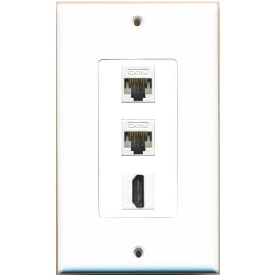 Ultra Spec Cables 2 Port Cat5e Ethernet HDMI Wall Plate DecorZ
