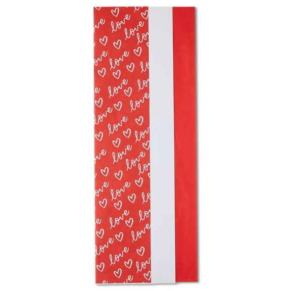 Love Gift Tissue Paper, Red and White, 12 Sheets, Valentine's Day by Way To Celebrate