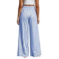 thumbnail image 4 of Tqcoqu Women's Striped Wide Leg High Waist Pants,Drawstring Elastic Loose Casual Beach Vacation Long Trouser with Pockets, 4 of 7