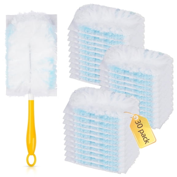 30 Count Duster Refills Compatible with Dusters 180° Handle Dusters,180° Heavy Duty Multi-Surface Duster Replacement with 1 Standard Handle,Unscented