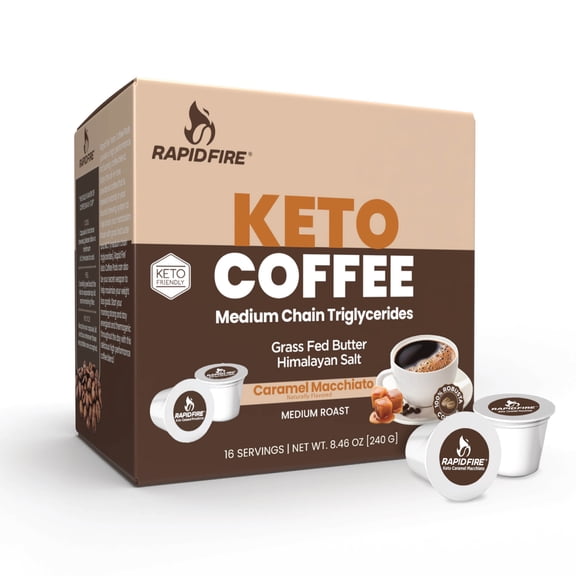 Rapid Fire Ketogenic Coffee Pods, Caramel Macchiato Flavor, 8.48 oz., 16 pods