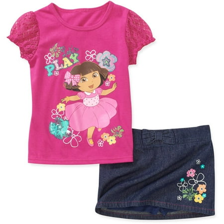 Nickelodeon Baby Girls' 2-Piece Dora Tee and Scooter Set