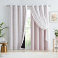 thumbnail image 6 of Flowpartex Pink White Mix Match Full Blackout & Lace Leaf Sheer Window Curtains Energy Efficient Panels for Bedroom Living Room，52" W x 63" L, 6 of 7