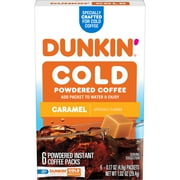 Dunkin Cold Caramel Powdered Instant Coffee Packets for Iced Coffee, 6 Count