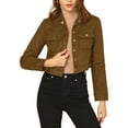 thumbnail image 2 of MODA NOVA Juniors Turn Down Collar Faux Suede Cropped Moto Jacket, 2 of 5