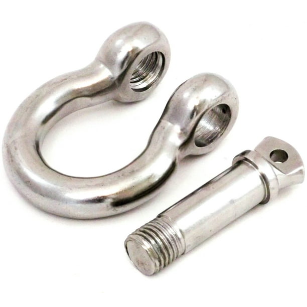 1 Shackle 3/4" Stainless Steel D Ring Anchor Bow w 7/8" Pin 316 Grade 4.5 Ton