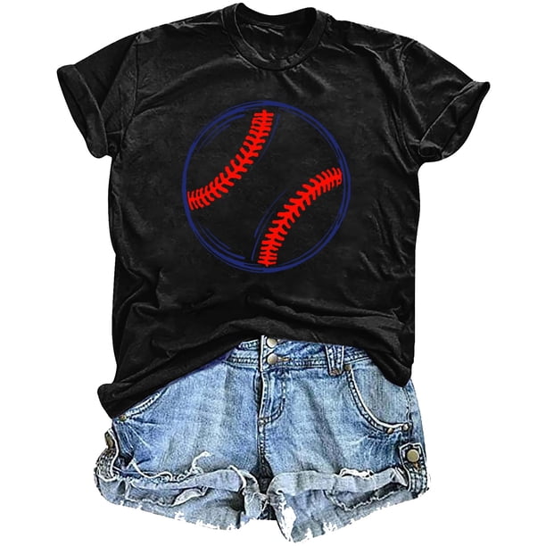 Mujeres Impreso Casual Top, Manga Corta Crew Cuello Blusa para la Primavera Y el Verano Desgaste, Ligero Imitación Algodón Moda Tee