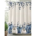 thumbnail image 2 of Farmhouse Thanksgiving Fall Shower Curtain, Blue White Pumpkins Leaves Bathroom Decor Curtains Set with Hooks, Waterproof Fabric Home Accessories， 72X 96 Inch Extra Long, 2 of 6