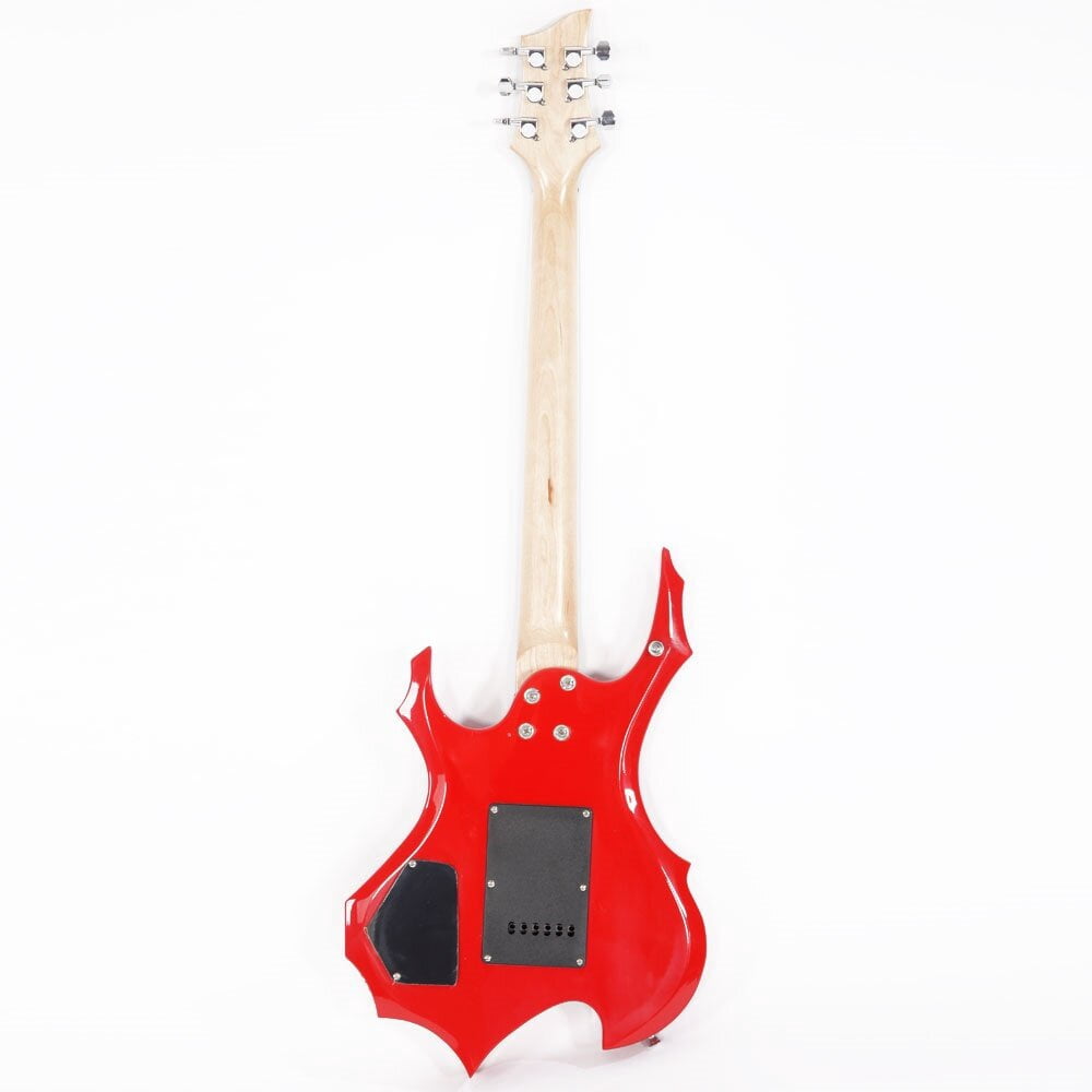 Flame Shaped Electric Guitar with 20W Electric Guitar Sound HSH Pickup Novice Guitar Audio Bag Strap Picks Shake Cable Wrench Tool Red