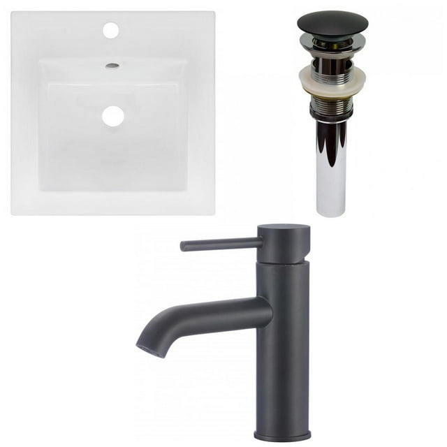 American Imaginations 16.5-in. W 1 Hole Ceramic Top Set In White Color - Overflow Drain Incl. AI-29806