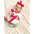thumbnail image 4 of Barbie Baby Girls Rompers White Letter Embroidered Long Sleeves Jumpsuits Outfits Sizes 0-24 Months, 4 of 9