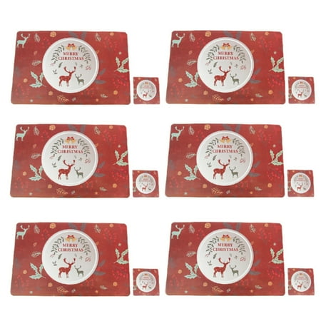 

Baocc placemats Christmas Decoration Creative Christmas Printed Placemats 6pcs Each 12PCS In Total