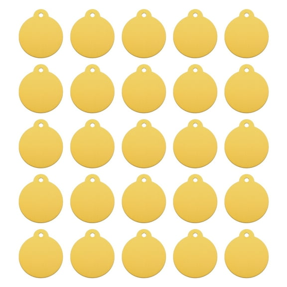 Round Laser Engraving Blanks Tags, Stamping Blank Tag Dog ID Tag, Yellow Blank Tag for Pet, Craft Tag, 25pcs