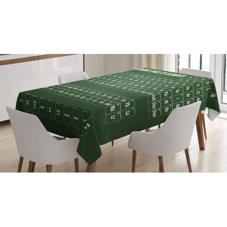 

Periodic Table Tablecloth Chemistry Science Inspirational Elements Educational Art for Class Rectangular Table Cover for Dining Room Kitchen 60 X 84 Inches Dark Green and White by Ambesonne