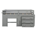 thumbnail image 5 of Twin Size Loft Bed with Cabinet and Shelf, Solid Wood Low Loft Bed Frame with Ladder and Full-Length Guardrails for Kids Girls Boys, Gray, 5 of 7