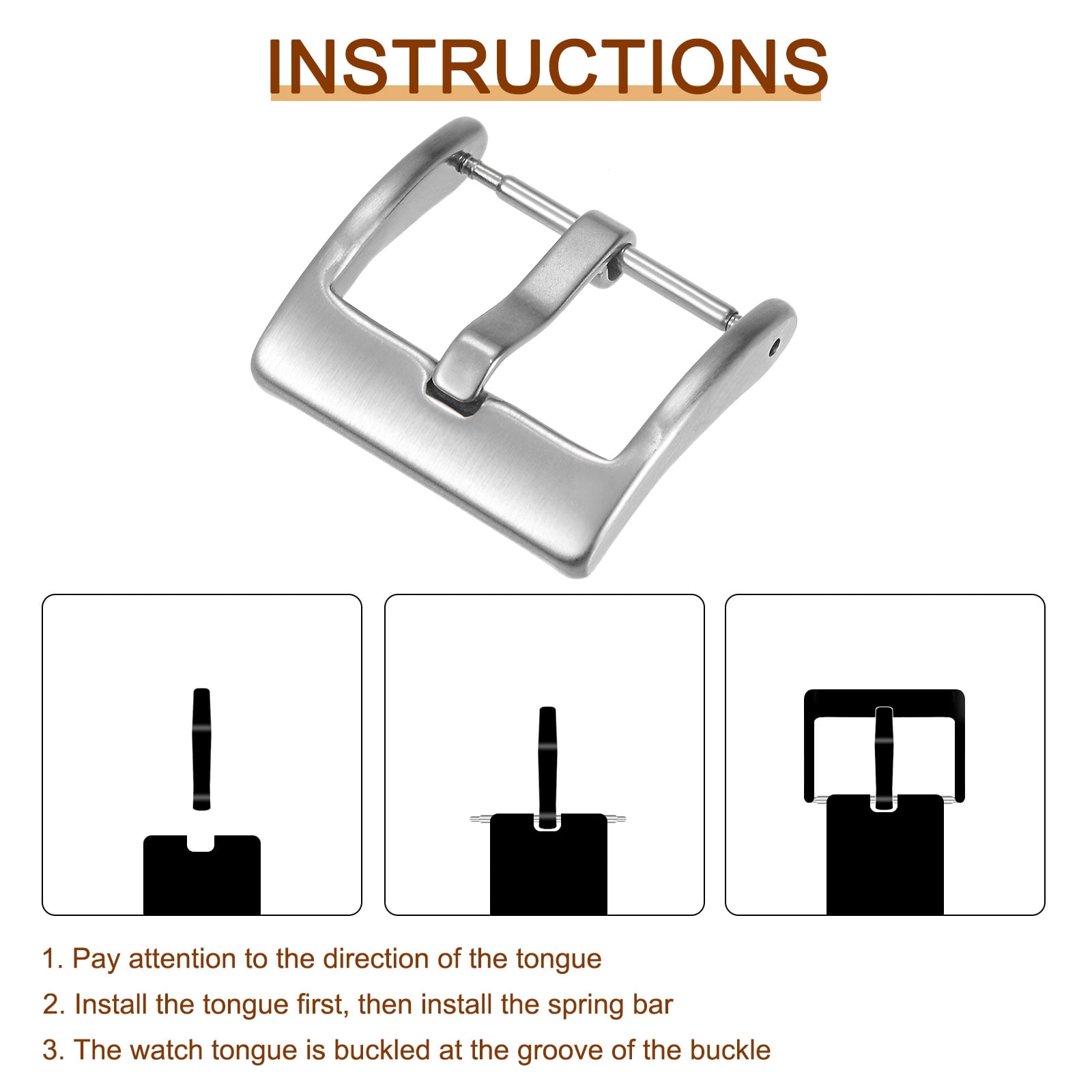 Unique Bargains  Watch Brushed SUS201 Broadside Type Buckle for Various Watch Bands 19x22 cm