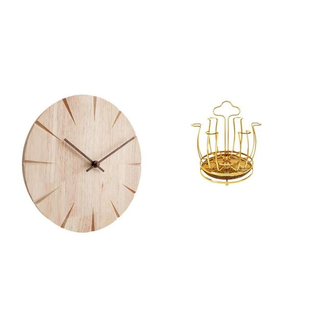 Reloj de pared creativo de madera maciza con soporte giratorio para tazas, organizador decorativo silencioso que no hace para restaurante, ofic