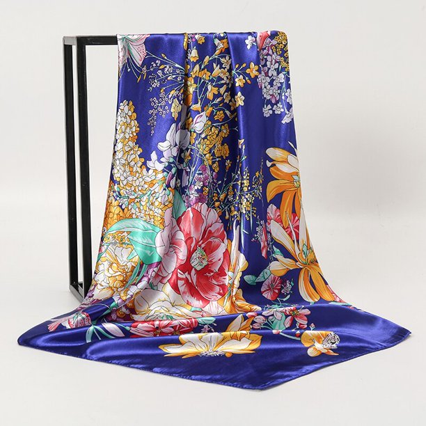 Chal de seda 2023 para mujer, bufanda cuadrada estampada, Foulard de satén, Hijab, bandas para el pelo, pañuelo para la cabeza, Bandana qiuyongming unisex
