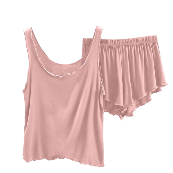 Njagoc3 Womens Sleeveless Pajamas Set Tank Top and Shorts Set Comfy Cotton Pjs Set Summer Sleepwear Soft Pj Sets Outfits