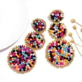 thumbnail image 3 of MINKUROW Beaded Drop Earrings Statement Seed Bead Earring for Women Triple Circle Dangle Earrings for Wedding Party Prom, 3 of 6