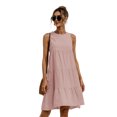 thumbnail image 1 of Nouvelle Robe en Patchwork de Couleur Unie pour Femmes Conception Streetwear Sans Manches Taille Mi-Longue Décontractée Mini Robe, 1 of 2