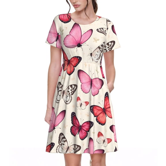 Butterfly Dresses Short Sleeve Nightdresses for Women