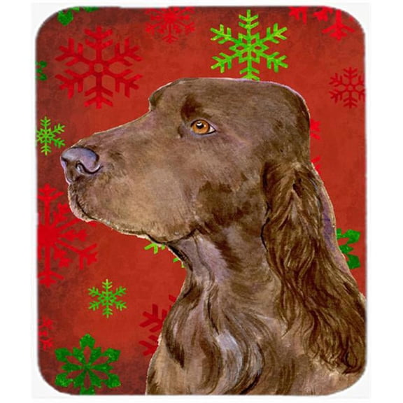 Field Spaniel Red and Green Snowflakes Christmas Mouse Pad, Hot Pad or Trivet